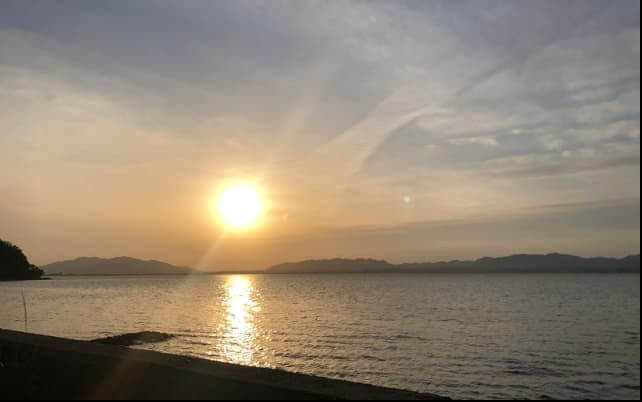 宍戸湖の夕日